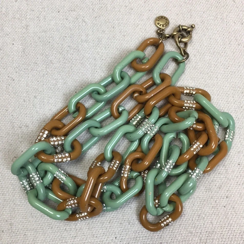J Crew Chunky Chain necklace w rhinestones